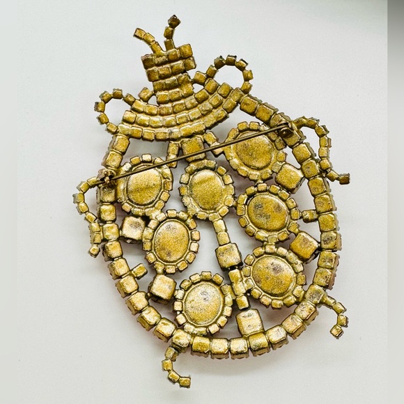 🐞 Huge Vintage Rhinestone Crystal Ladybug brooch - Picture 9 of 13
